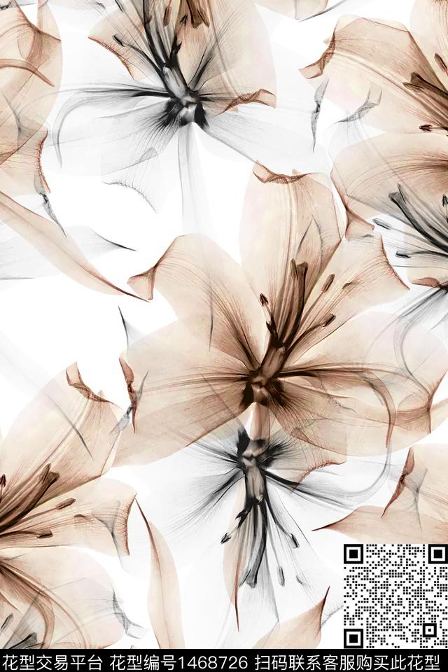 清爽底花卉花卉大牌风数码印花华亿平台下载（图片编号: 1468726） - 瓦栏（Walan）