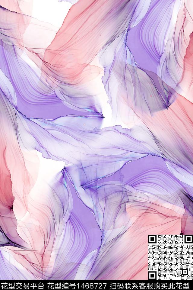 肌理扎染华亿平台抽象花卉数码印花华亿平台下载（图片编号: 1468727） - 瓦栏（Walan）