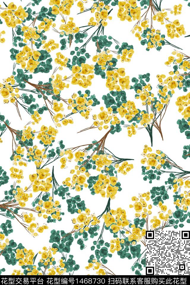 清爽底花卉花卉大牌风数码印花华亿平台下载（图片编号: 1468730） - 瓦栏（Walan）
