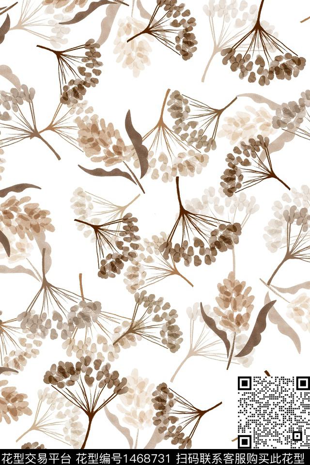 清爽底花卉花卉大牌风数码印花华亿平台下载（图片编号: 1468731） - 瓦栏（Walan）