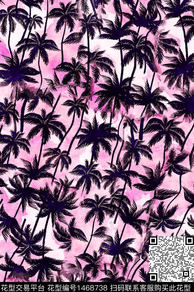 写意绿植树叶抽象花卉数码印花华亿平台下载（图片编号: 1468738） - 瓦栏（Walan）