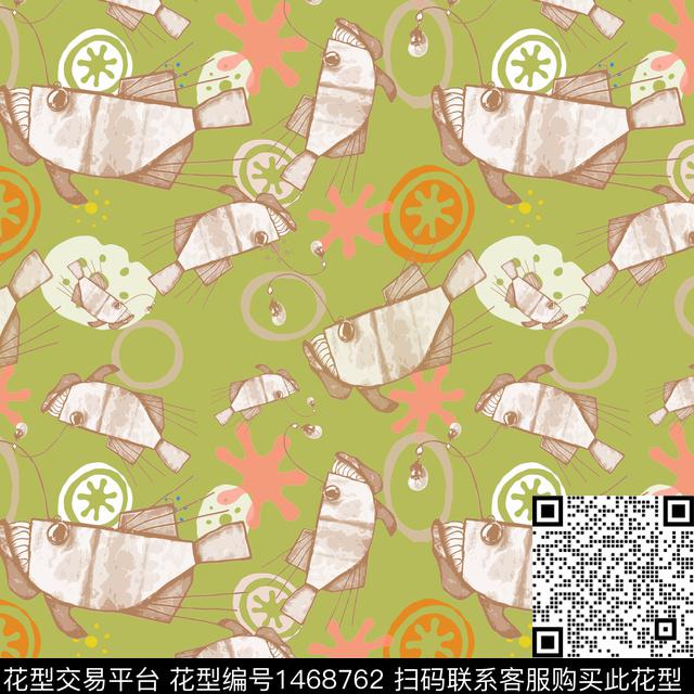 几何卡通热带鱼传统印花华亿平台下载（图片编号: 1468762） - 瓦栏（Walan）