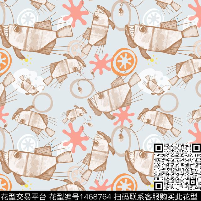 几何卡通热带鱼传统印花华亿平台下载（图片编号: 1468764） - 瓦栏（Walan）
