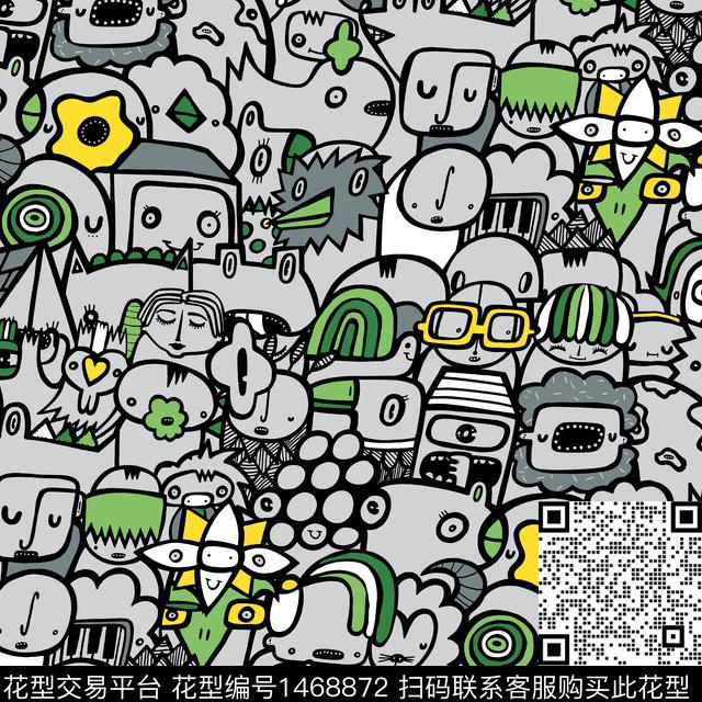 卡通人物趣味2022传统印花华亿平台下载（图片编号: 1468872） - 瓦栏（Walan）