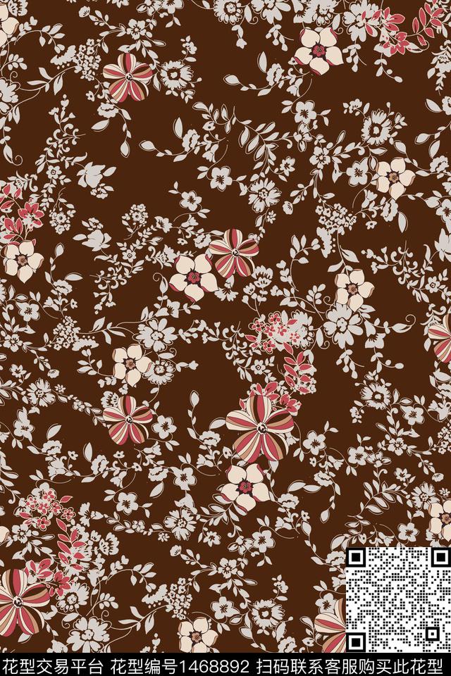 花卉真丝小碎花数码印花华亿平台下载（图片编号: 1468892） - 瓦栏（Walan）