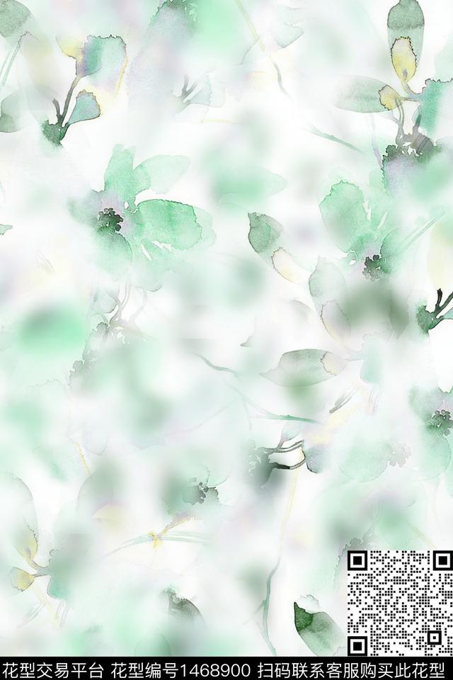 花卉抽象真丝数码印花华亿平台下载（图片编号: 1468900） - 瓦栏（Walan）