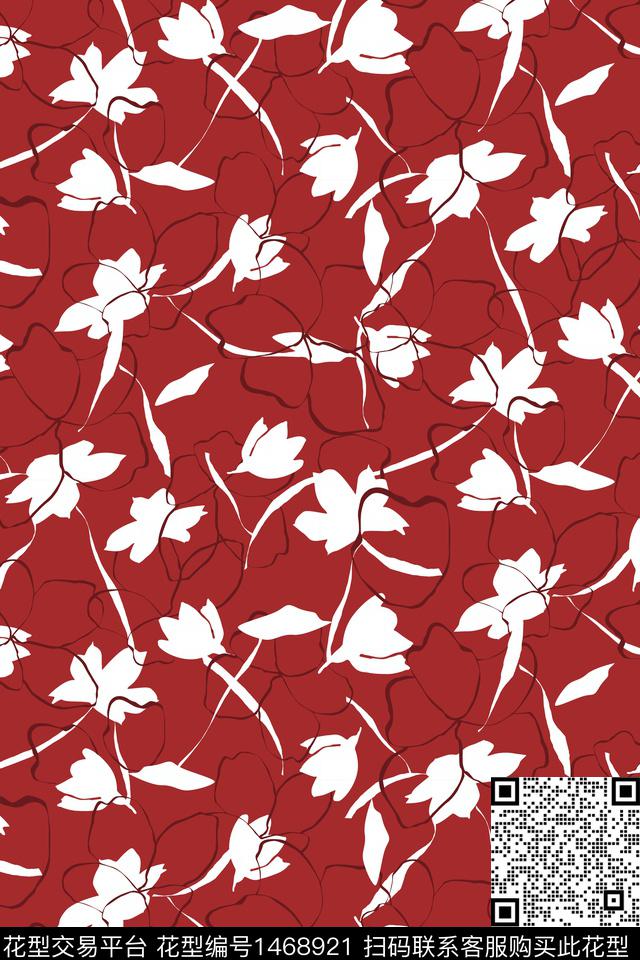 抽象花卉几何数码印花华亿平台下载（图片编号: 1468921） - 瓦栏（Walan）