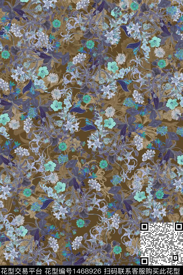 扎染华亿平台花卉大牌风数码印花华亿平台下载（图片编号: 1468926） - 瓦栏（Walan）