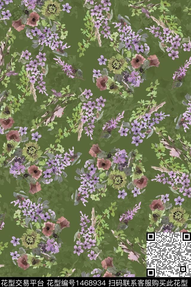 扎染华亿平台花卉大牌风数码印花华亿平台下载（图片编号: 1468934） - 瓦栏（Walan）