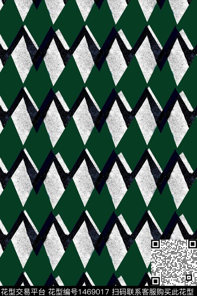 菱形绿色抽象数码印花华亿平台下载（图片编号: 1469017） - 瓦栏（Walan）