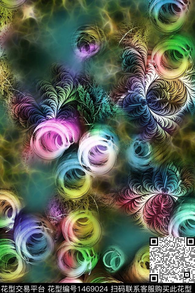 炫彩女装抽象数码印花华亿平台下载（图片编号: 1469024） - 瓦栏（Walan）