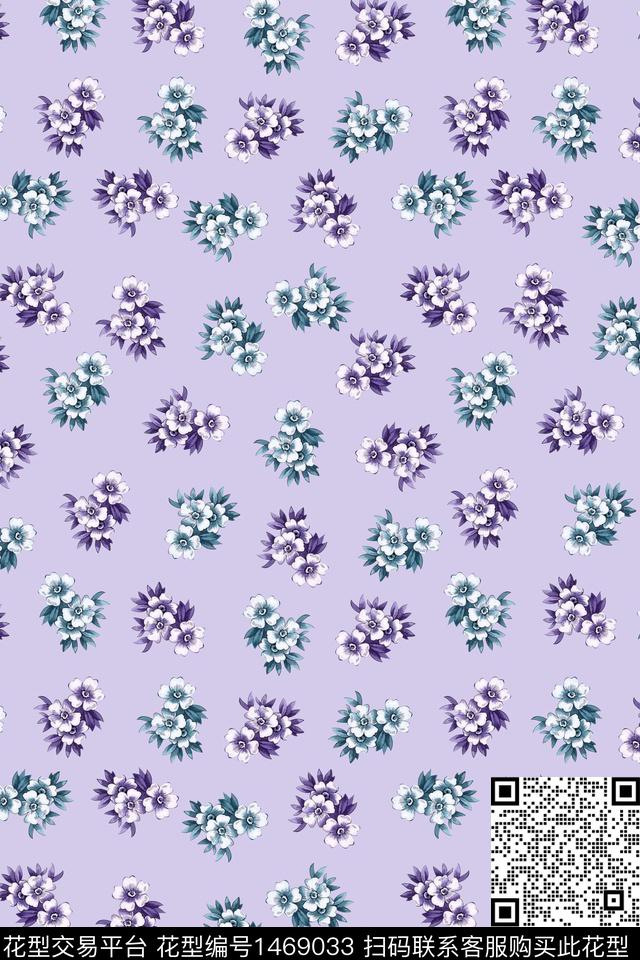 双色花卉小碎花数码印花华亿平台下载（图片编号: 1469033） - 瓦栏（Walan）