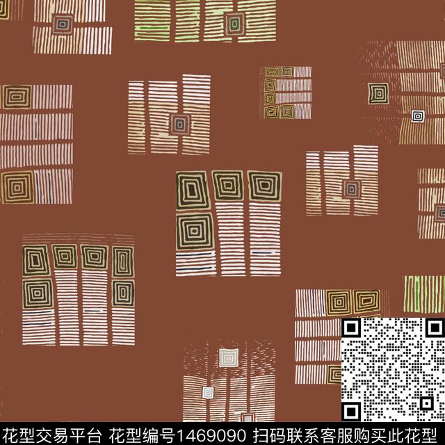 线条几何格子传统印花华亿平台下载（图片编号: 1469090） - 瓦栏（Walan）