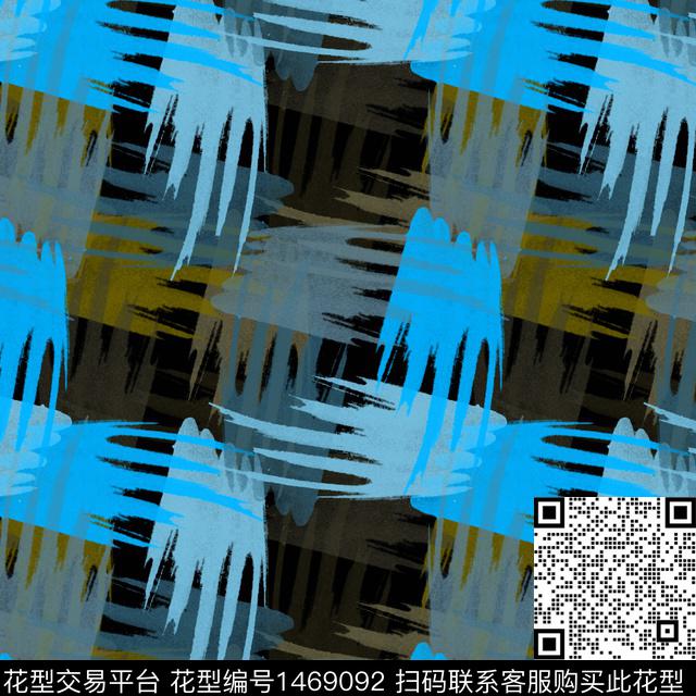 几何格子笔触数码印花华亿平台下载（图片编号: 1469092） - 瓦栏（Walan）