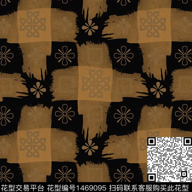 几何格子笔触传统印花华亿平台下载（图片编号: 1469095） - 瓦栏（Walan）