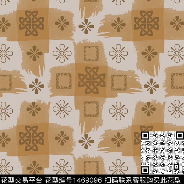 几何格子笔触传统印花华亿平台下载（图片编号: 1469096） - 瓦栏（Walan）