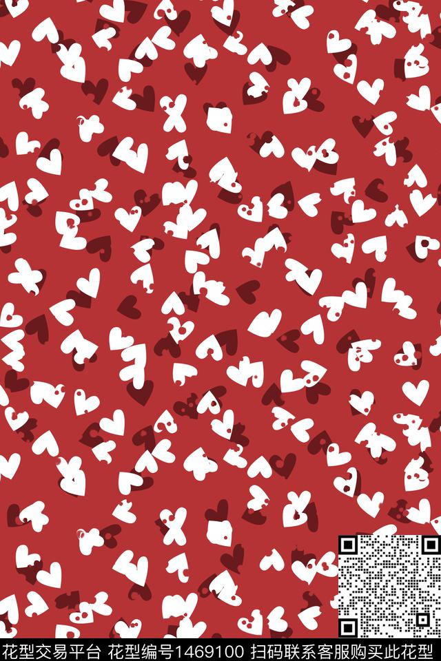 爱心几何简约数码印花华亿平台下载（图片编号: 1469100） - 瓦栏（Walan）