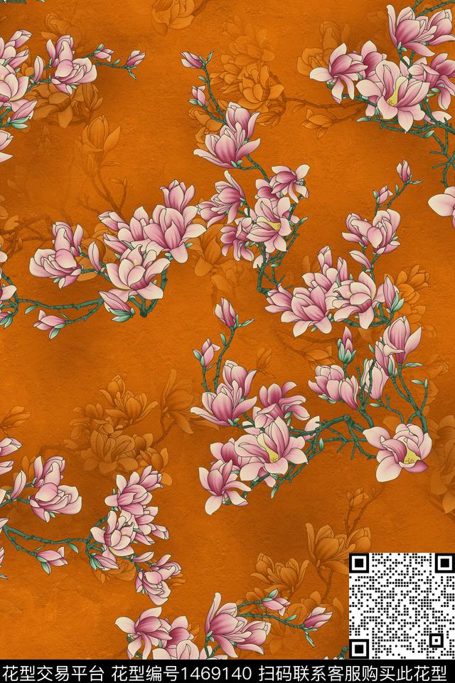 中国风国画花卉数码印花华亿平台下载（图片编号: 1469140） - 瓦栏（Walan）