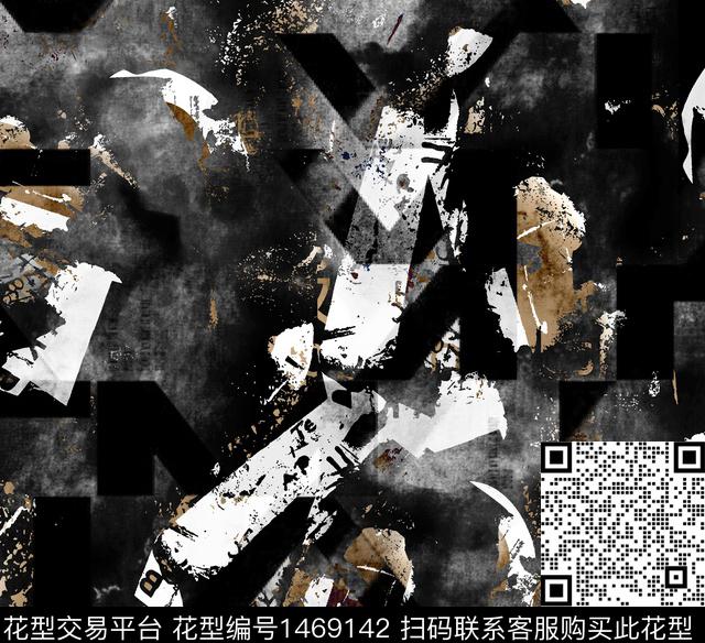 写意男装满版花涂鸦数码印花华亿平台下载（图片编号: 1469142） - 瓦栏（Walan）