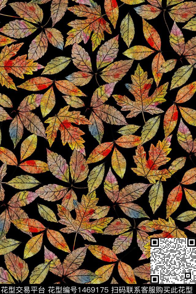 真丝大牌风绿植树叶数码印花华亿平台下载（图片编号: 1469175） - 瓦栏（Walan）