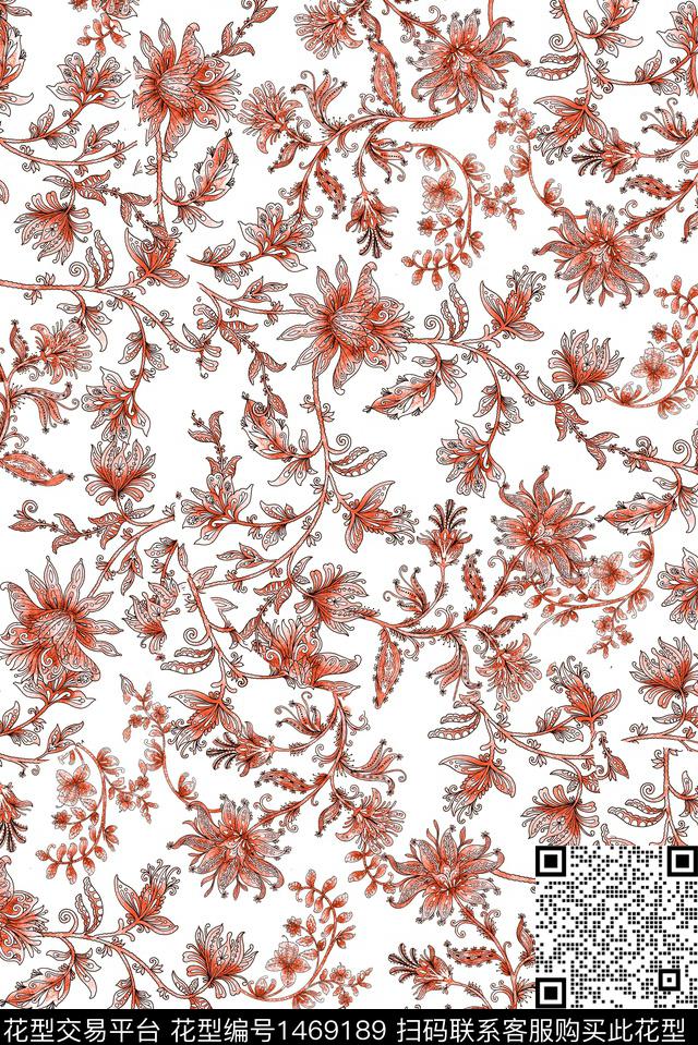 文艺女装花卉数码印花华亿平台下载（图片编号: 1469189） - 瓦栏（Walan）