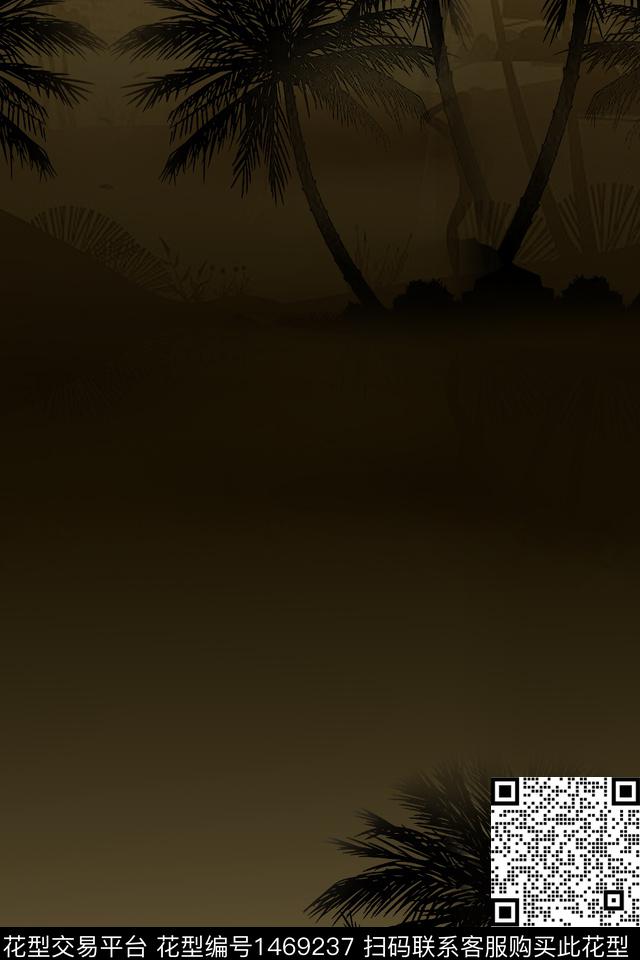 渐变叶子树风景景观数码印花华亿平台下载（图片编号: 1469237） - 瓦栏（Walan）