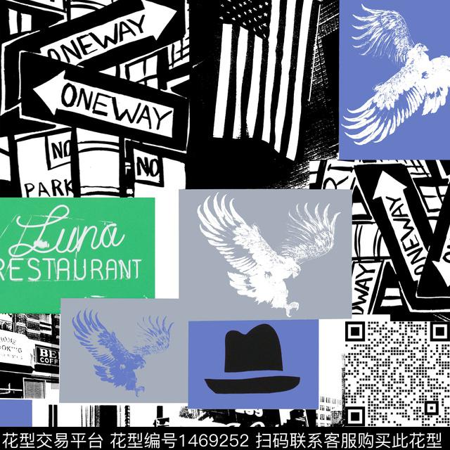 字母混合拼接几何数码印花华亿平台下载（图片编号: 1469252） - 瓦栏（Walan）