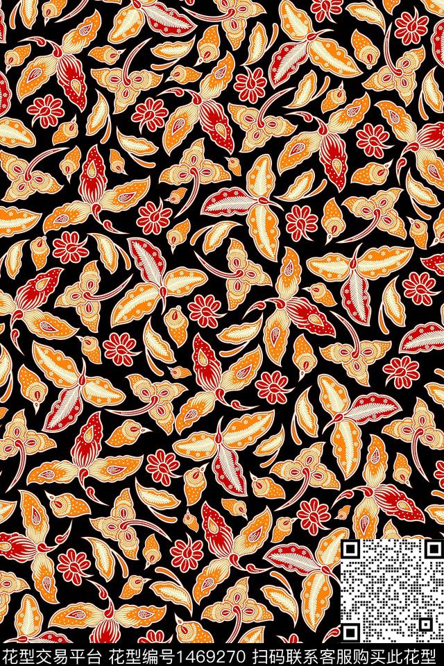 蜡染民族风小碎花数码印花华亿平台下载（图片编号: 1469270） - 瓦栏（Walan）