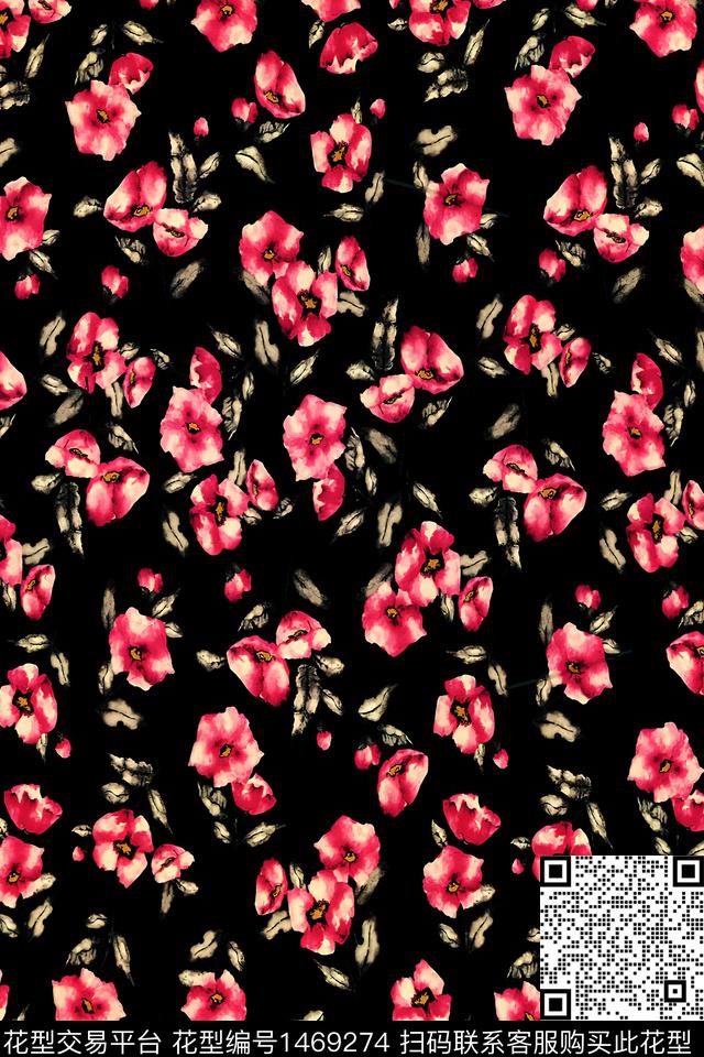 花卉大牌风小碎花数码印花华亿平台下载（图片编号: 1469274） - 瓦栏（Walan）