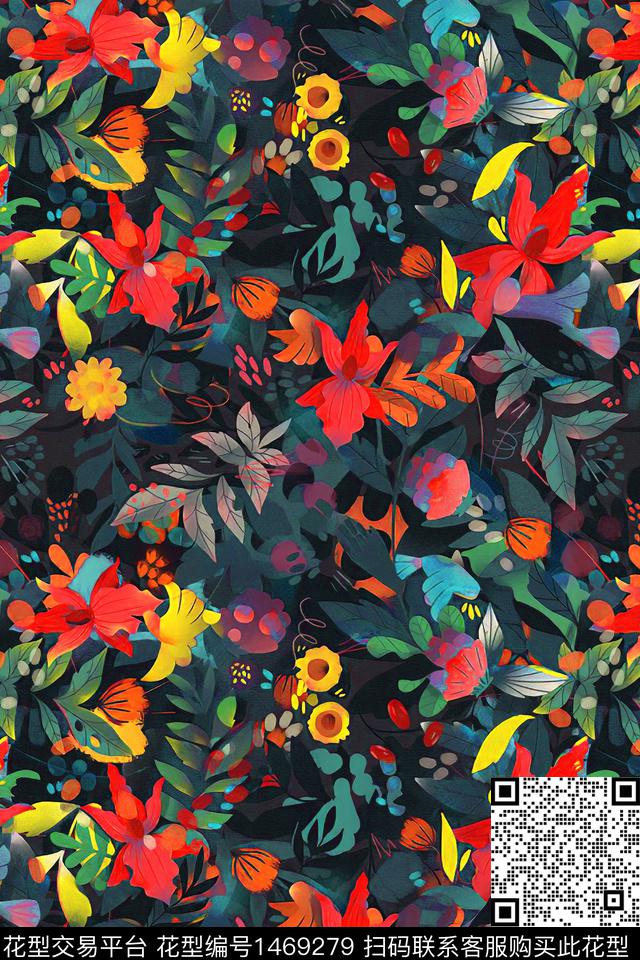 花卉大牌风小碎花数码印花华亿平台下载（图片编号: 1469279） - 瓦栏（Walan）