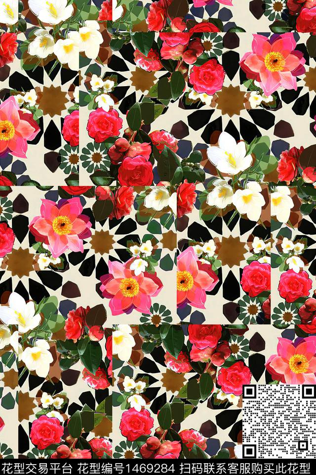 花卉大牌风小碎花数码印花华亿平台下载（图片编号: 1469284） - 瓦栏（Walan）