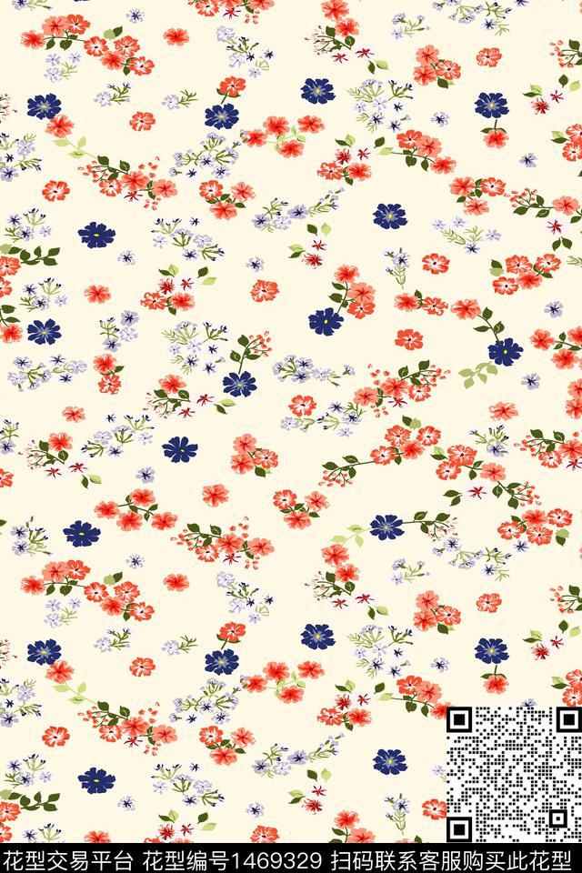 花卉大牌风小碎花数码印花华亿平台下载（图片编号: 1469329） - 瓦栏（Walan）