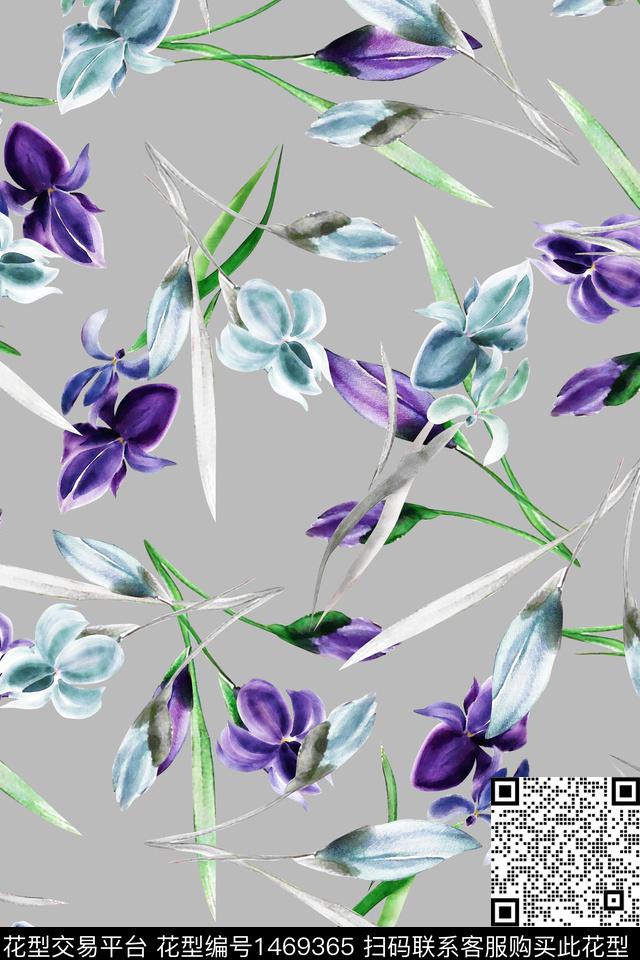 清爽底花卉花卉大牌风数码印花华亿平台下载（图片编号: 1469365） - 瓦栏（Walan）