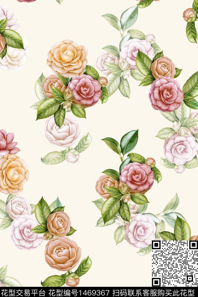 清爽底花卉花卉大牌风数码印花华亿平台下载（图片编号: 1469367） - 瓦栏（Walan）