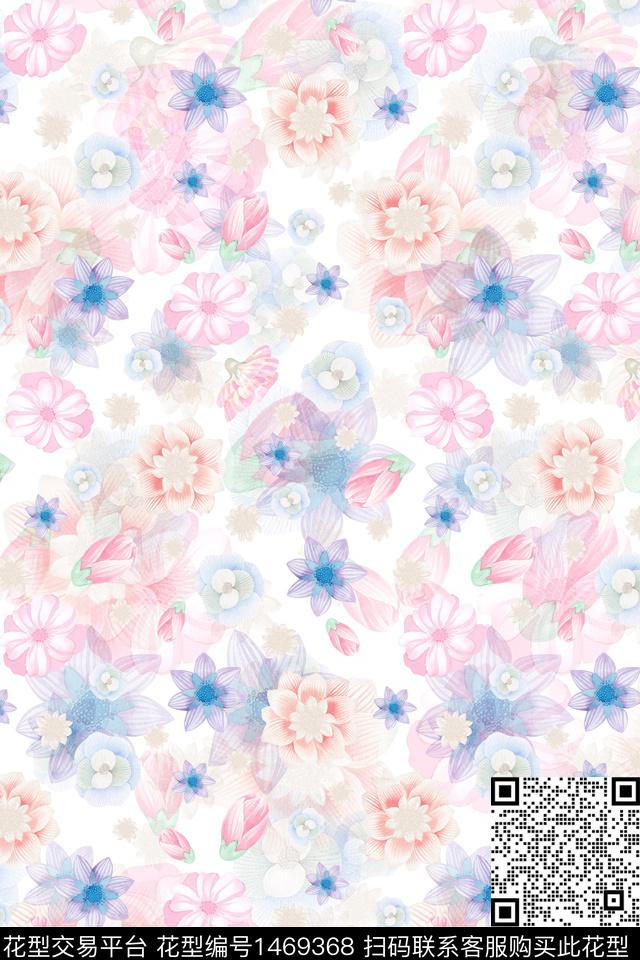 清爽底花卉花卉大牌风数码印花华亿平台下载（图片编号: 1469368） - 瓦栏（Walan）