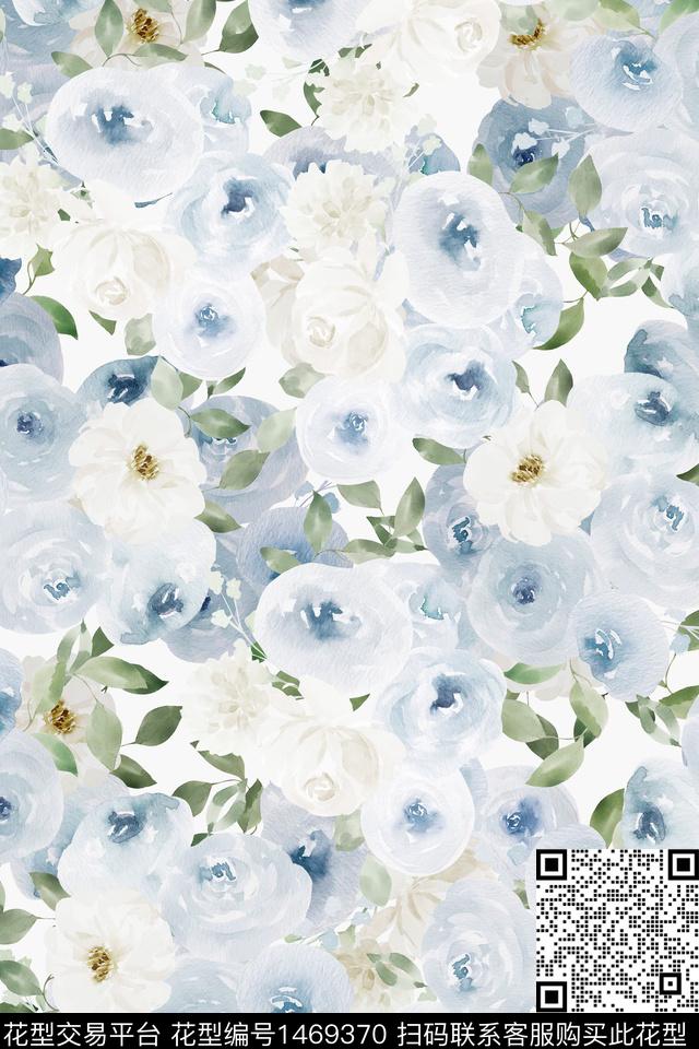 清爽底花卉花卉大牌风数码印花华亿平台下载（图片编号: 1469370） - 瓦栏（Walan）