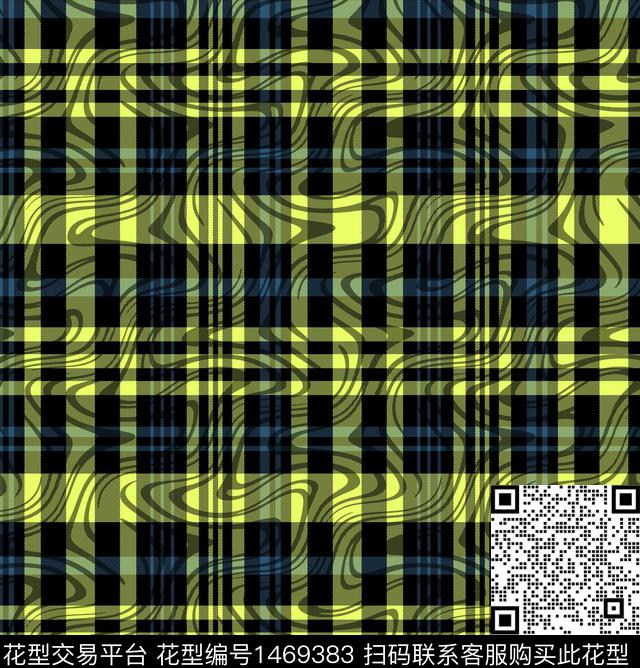 格子几何大牌风数码印花华亿平台下载（图片编号: 1469383） - 瓦栏（Walan）