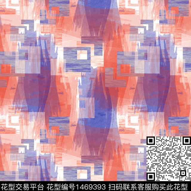 几何格子笔触数码印花华亿平台下载（图片编号: 1469393） - 瓦栏（Walan）