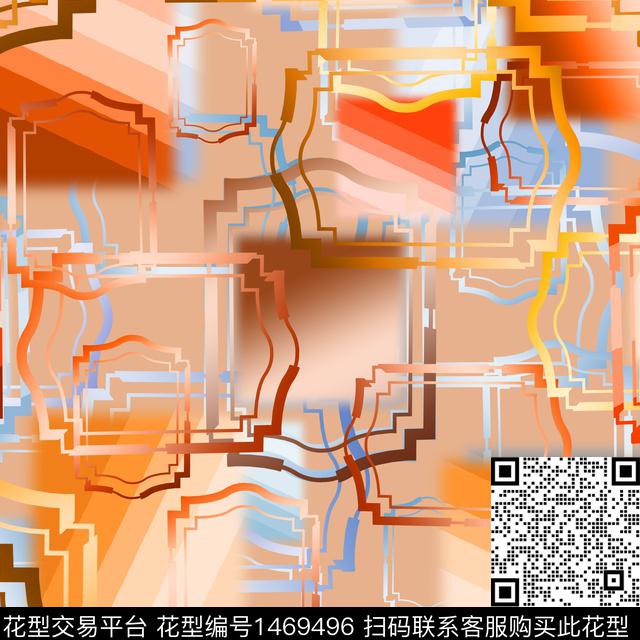 几何笔触迷彩数码印花华亿平台下载（图片编号: 1469496） - 瓦栏（Walan）