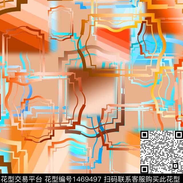 笔触霓虹数码线条数码印花华亿平台下载（图片编号: 1469497） - 瓦栏（Walan）