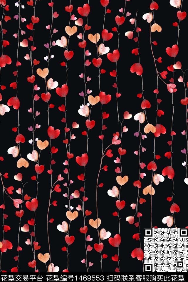 爱心手绘小碎花数码印花华亿平台下载（图片编号: 1469553） - 瓦栏（Walan）