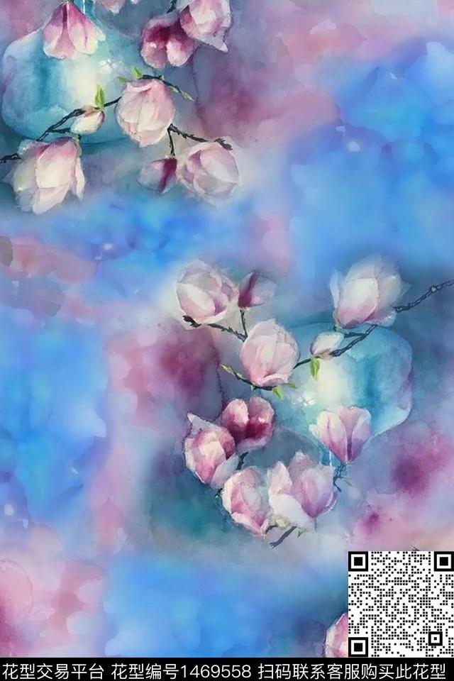 肌理玉兰花花卉数码印花华亿平台下载（图片编号: 1469558） - 瓦栏（Walan）