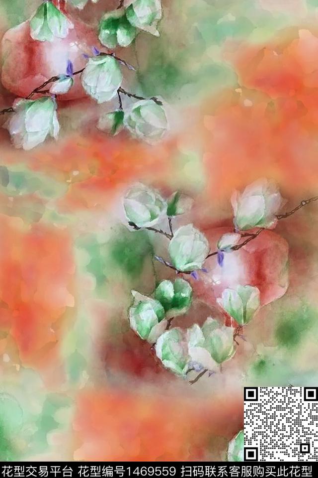 肌理玉兰花花卉数码印花华亿平台下载（图片编号: 1469559） - 瓦栏（Walan）