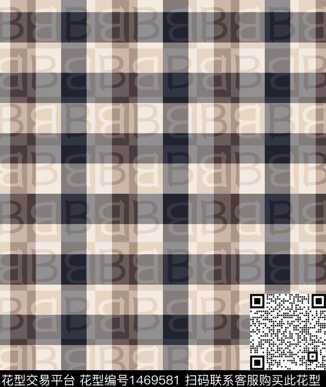 字母格子大牌风数码印花华亿平台下载（图片编号: 1469581） - 瓦栏（Walan）