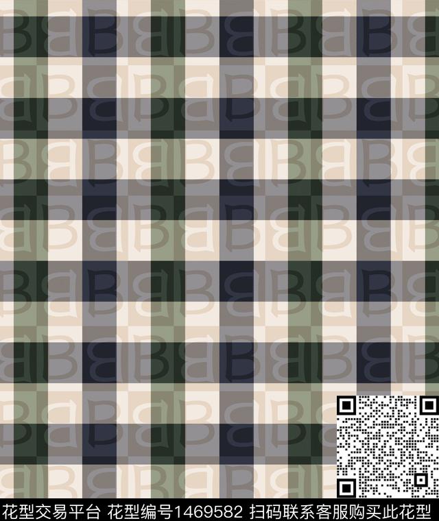 字母格子大牌风数码印花华亿平台下载（图片编号: 1469582） - 瓦栏（Walan）