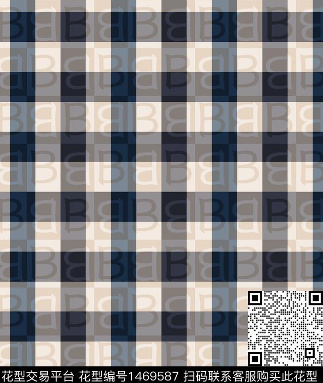 字母格子大牌风数码印花华亿平台下载（图片编号: 1469587） - 瓦栏（Walan）