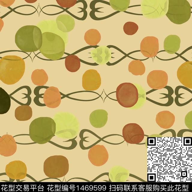 线条几何圆圈与波点数码印花华亿平台下载（图片编号: 1469599） - 瓦栏（Walan）