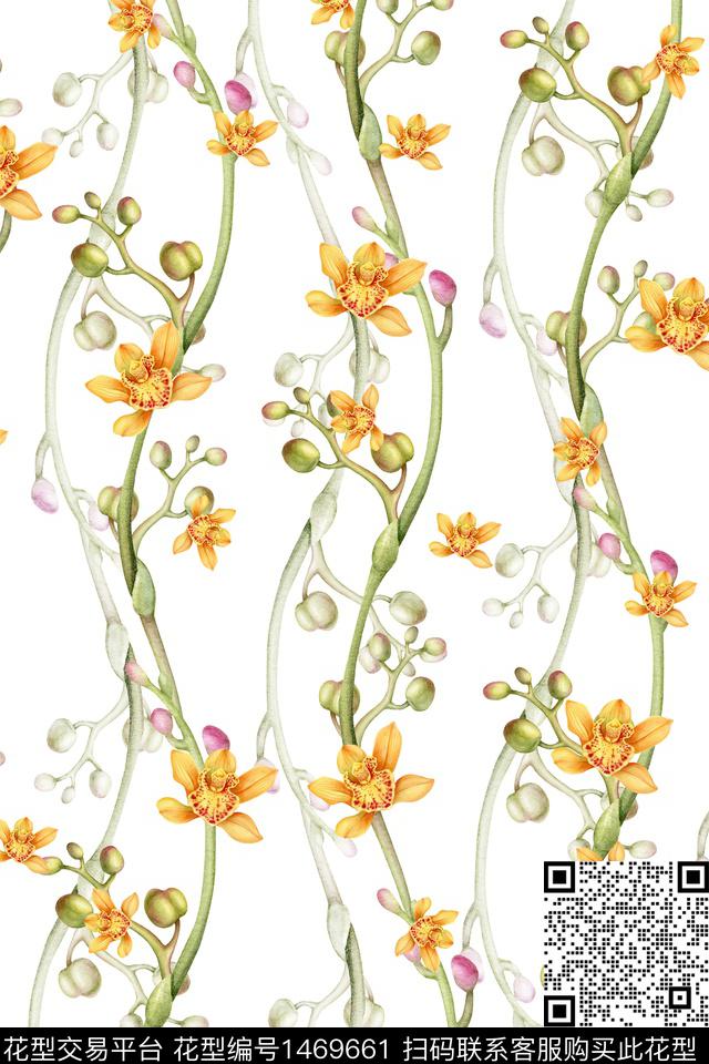 绿植树叶清爽底花卉花卉数码印花华亿平台下载（图片编号: 1469661） - 瓦栏（Walan）