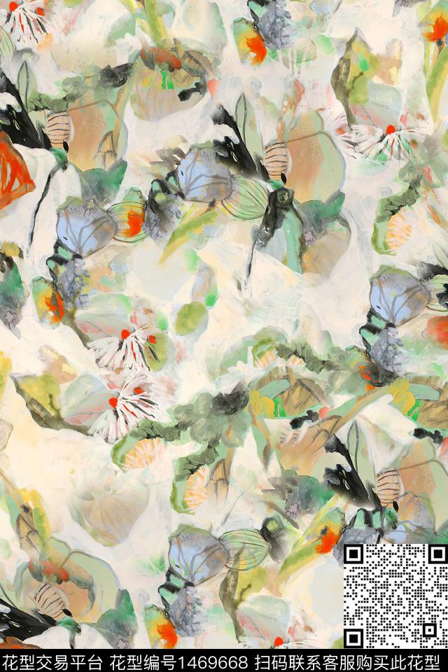 时尚小清新抽象数码印花华亿平台下载（图片编号: 1469668） - 瓦栏（Walan）