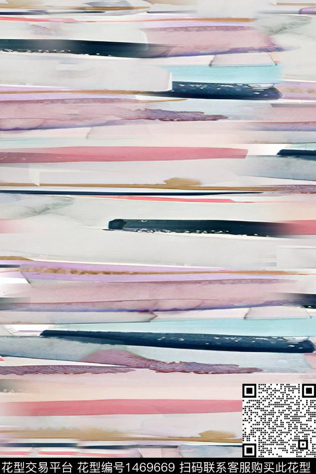 小清新抽象真丝数码印花华亿平台下载（图片编号: 1469669） - 瓦栏（Walan）